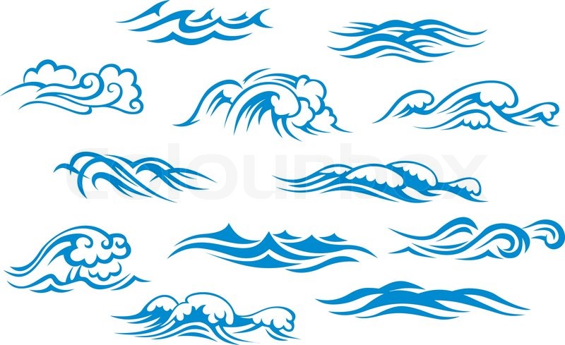 Cartoon Ocean Waves Drawing