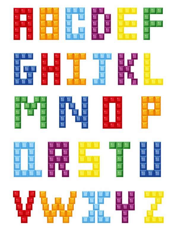 Colorful Block Letters Alphabet
