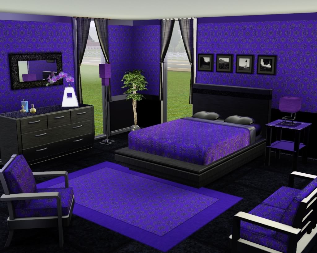 Dark Purple and Black Bedroom
