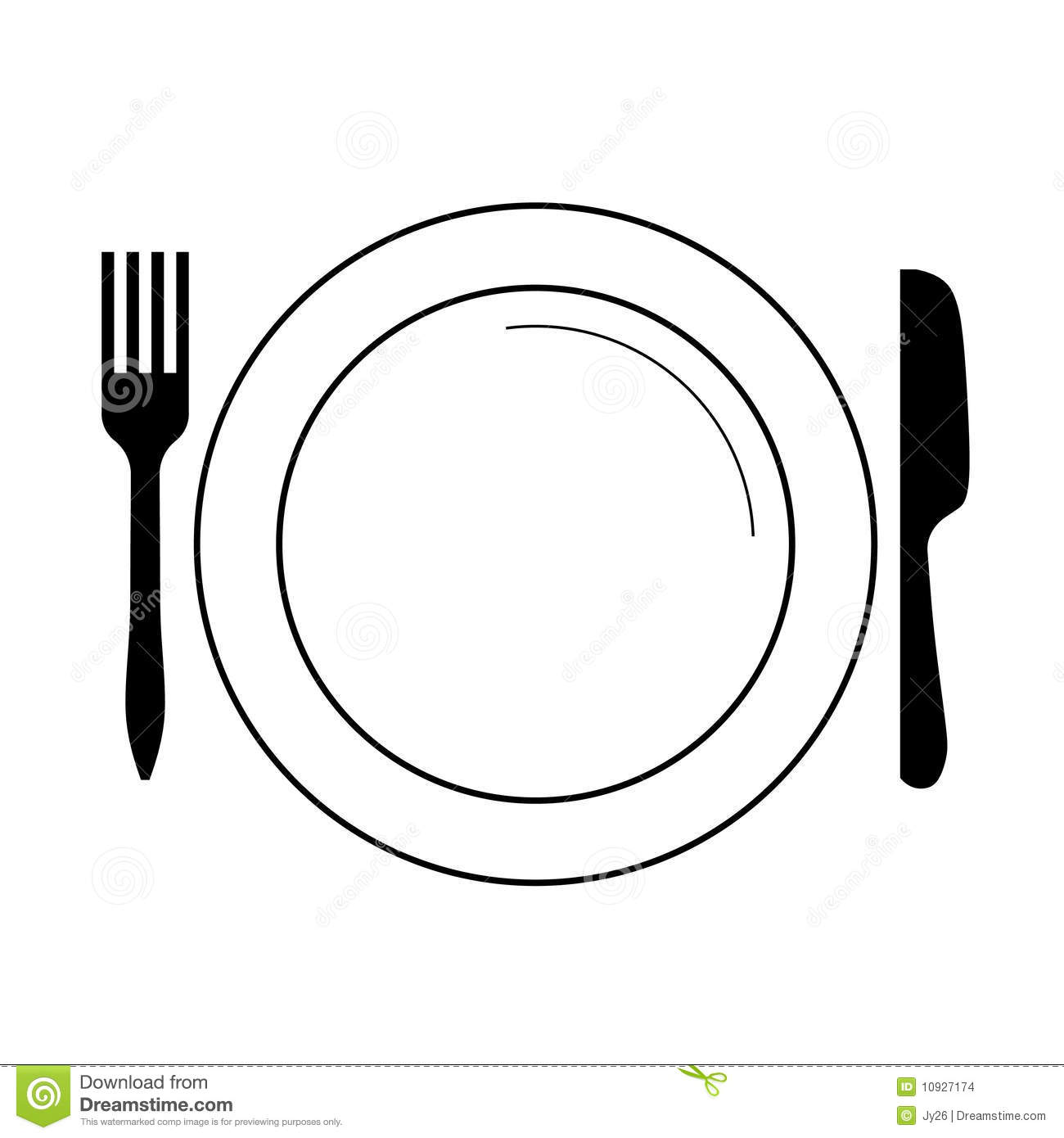 Dinner Plate Fork Knife Clip Art