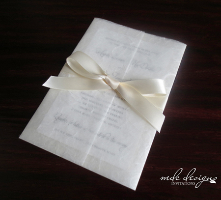 Elegant Wedding Invitations with Satin Bow