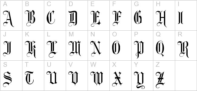 Fancy Old English Alphabet