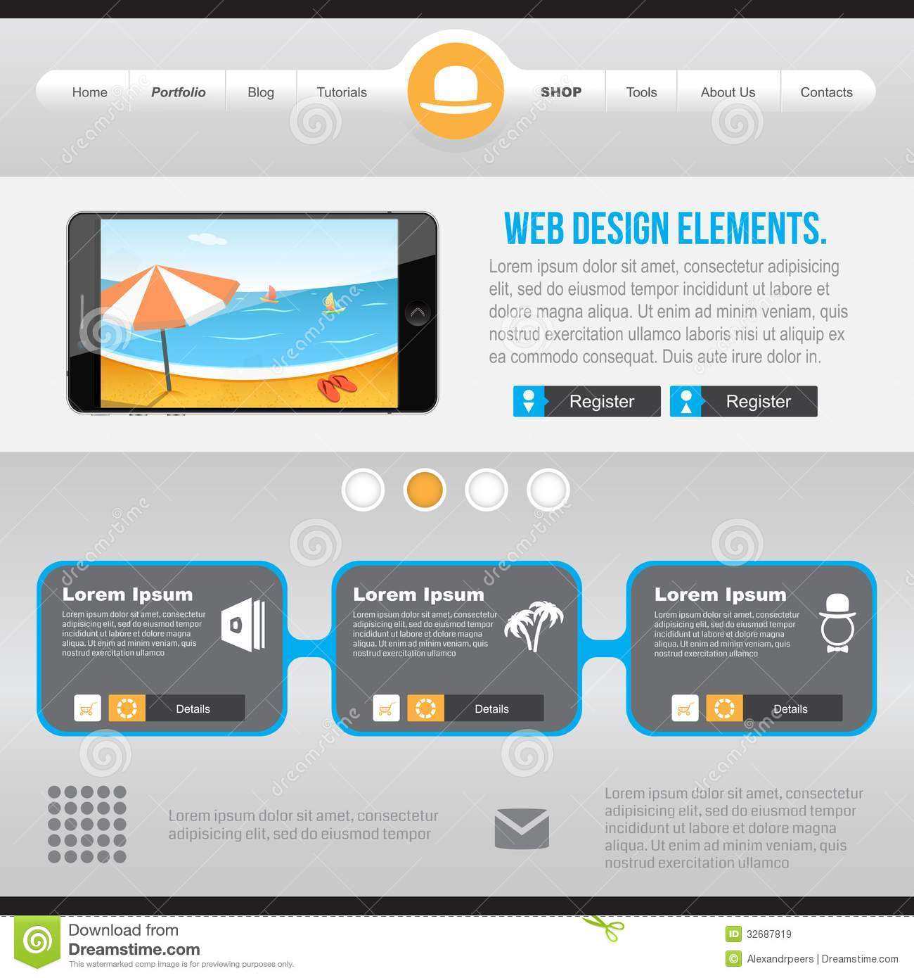Flat Website Design Elements