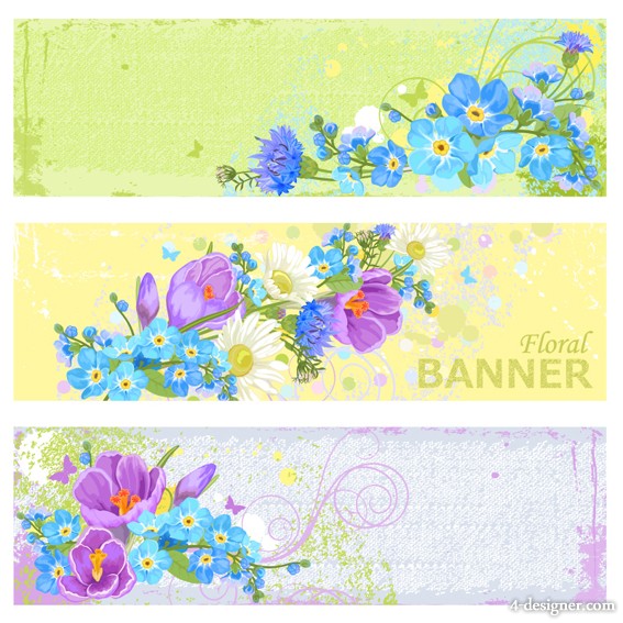 Floral Vintage Banner Vector