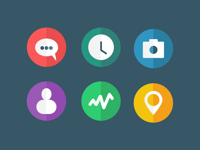 17 Flat Icons PSD Images