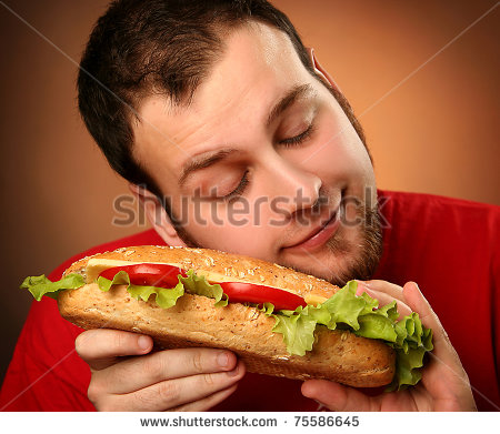 Funny Pic Fat Guy Eating a Hamburger