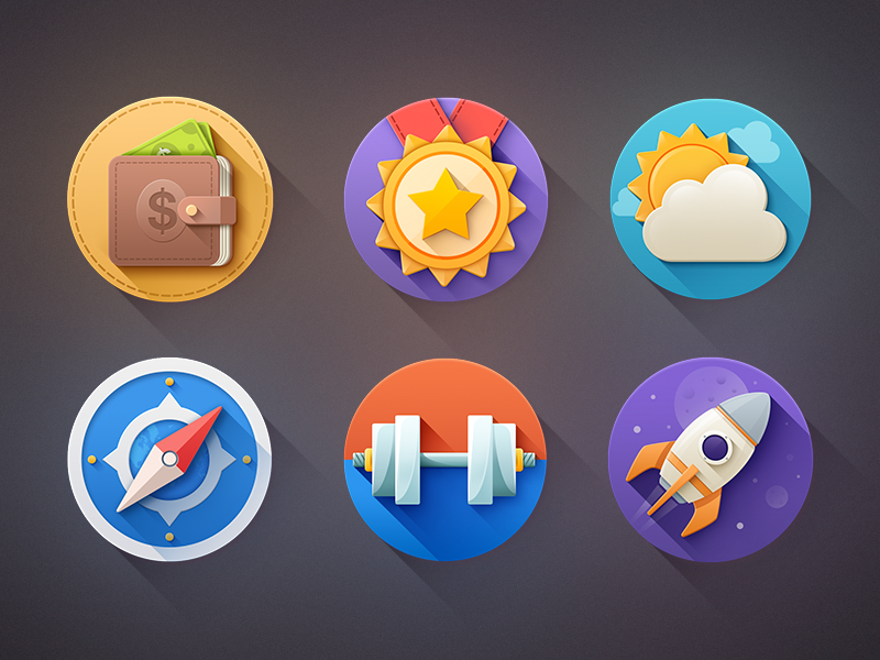 Long Shadow Flat Icons Free