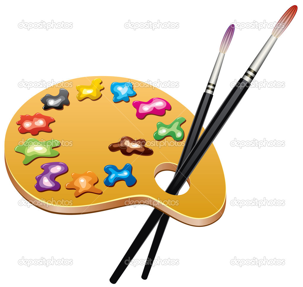 Paintbrush and Palette Clip Art