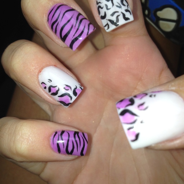 Purple Zebra Acrylic Nails
