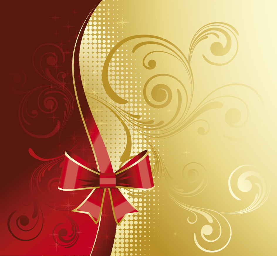 Red and Gold Floral Background Free