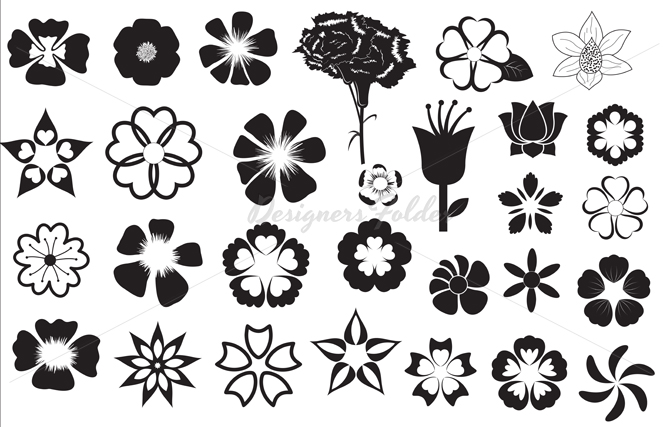 Silhouettes Free Vector Flowers