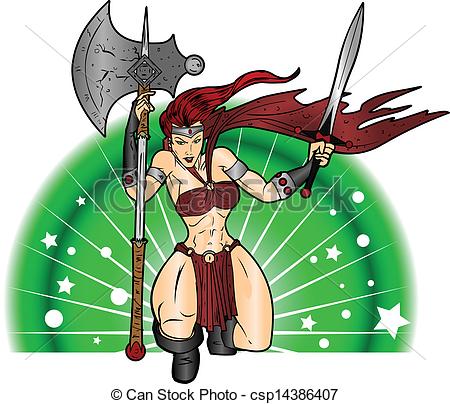 Vector Clip Art Women Warriors