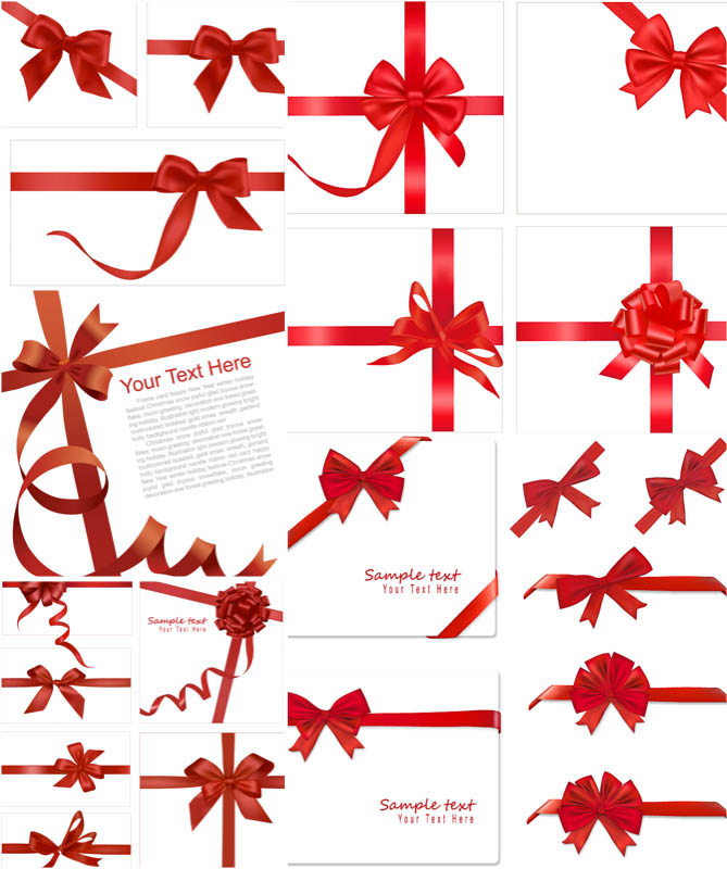 Vector Red Ribbon Bow Template