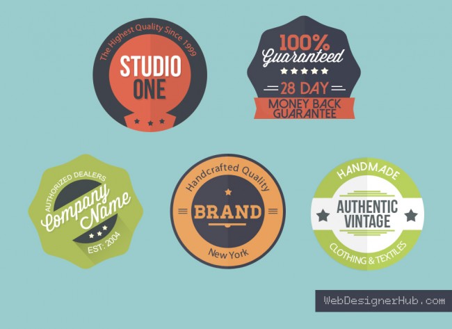 10 Flat PSD Badges Images