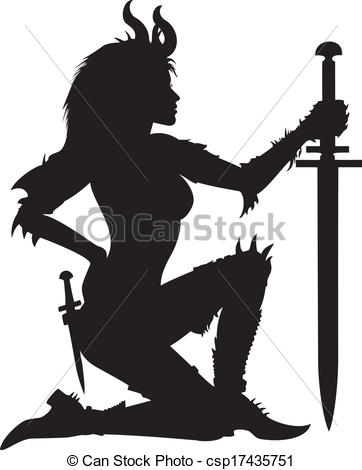 Warrior Woman Silhouette Clip Art