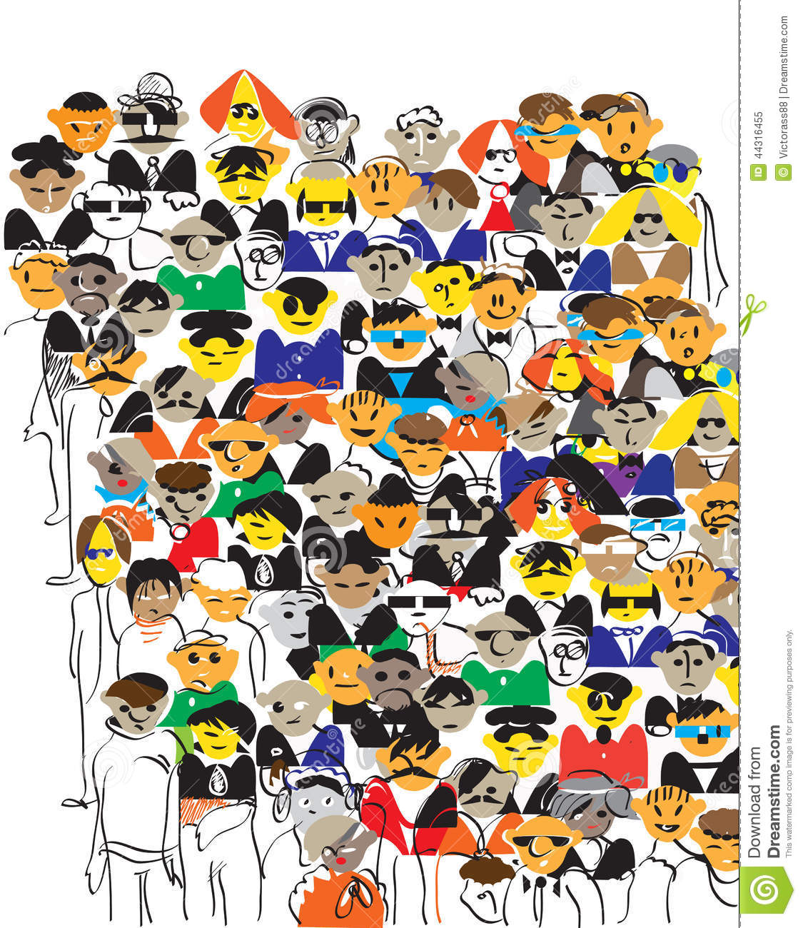 White People Vector Crowd