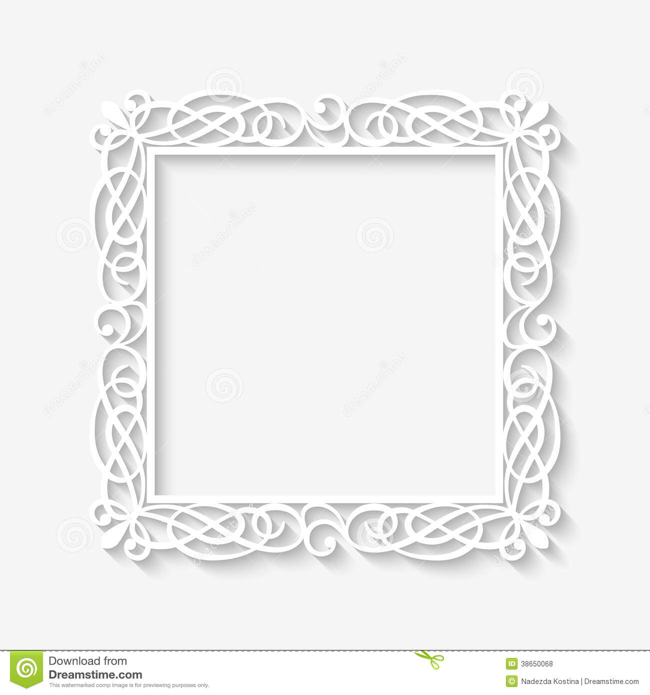 White Square Vintage Frame Vector
