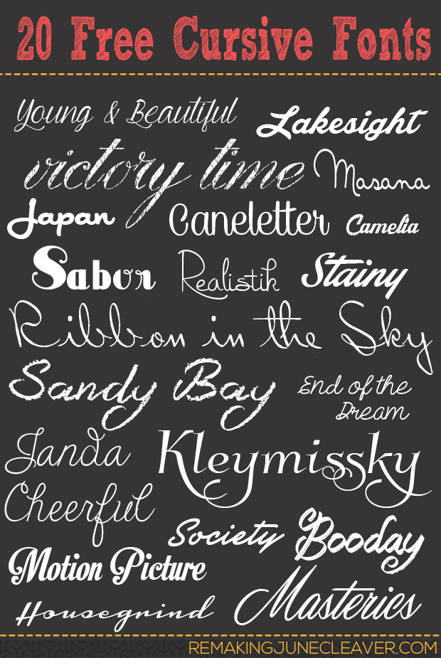 20 Free Cursive Fonts