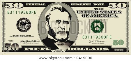 4 X 6 Picture of 50 Dollar Bill