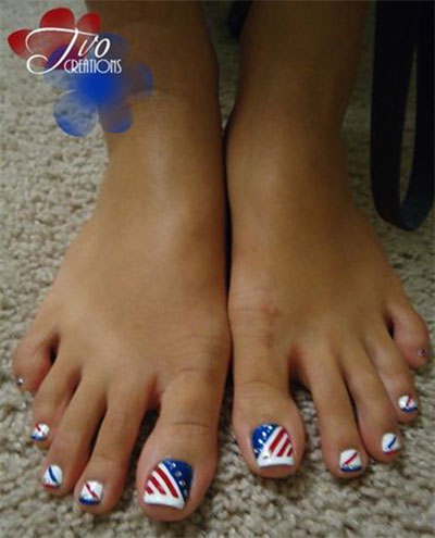 4th of July Toe Nail Designs