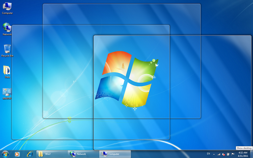 Aero Peek Windows 7 Features