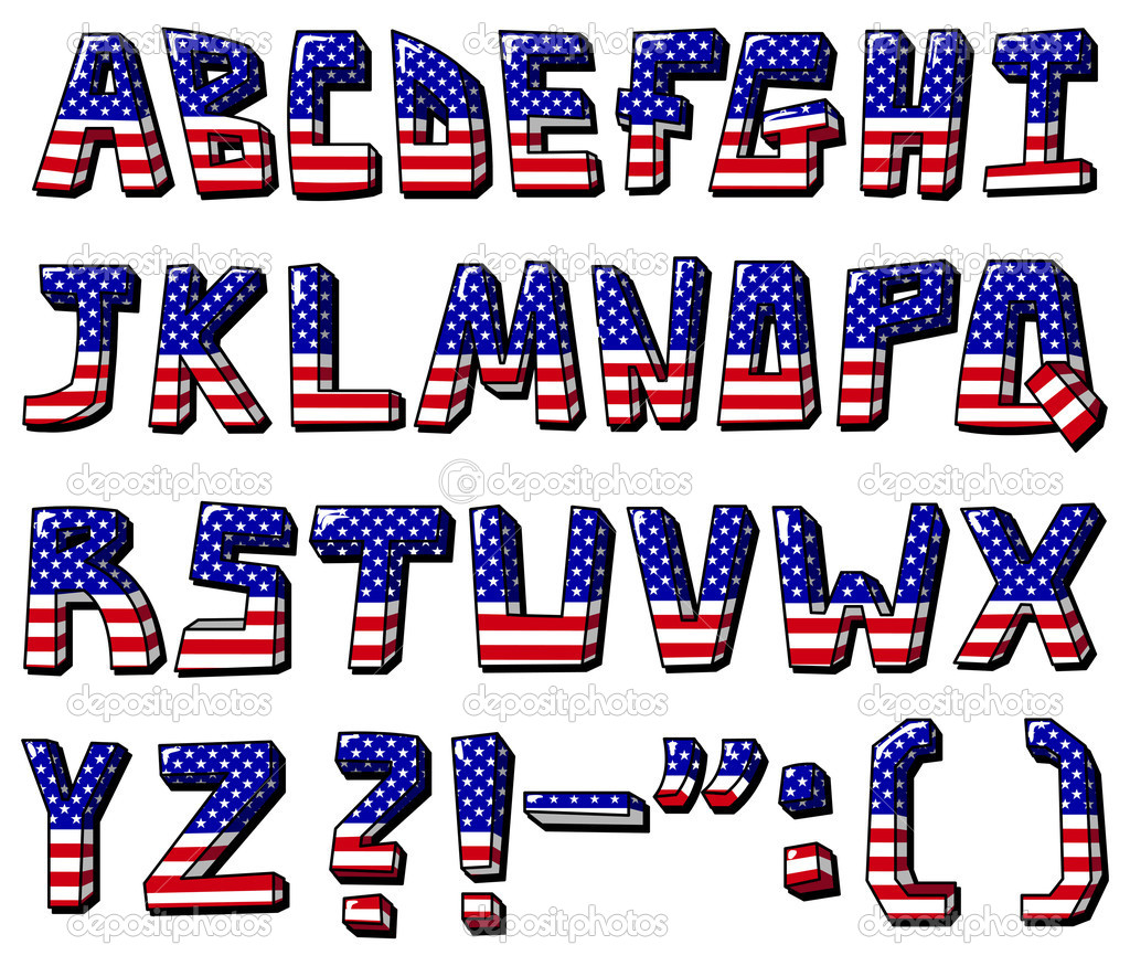 American Flag Alphabet Letters