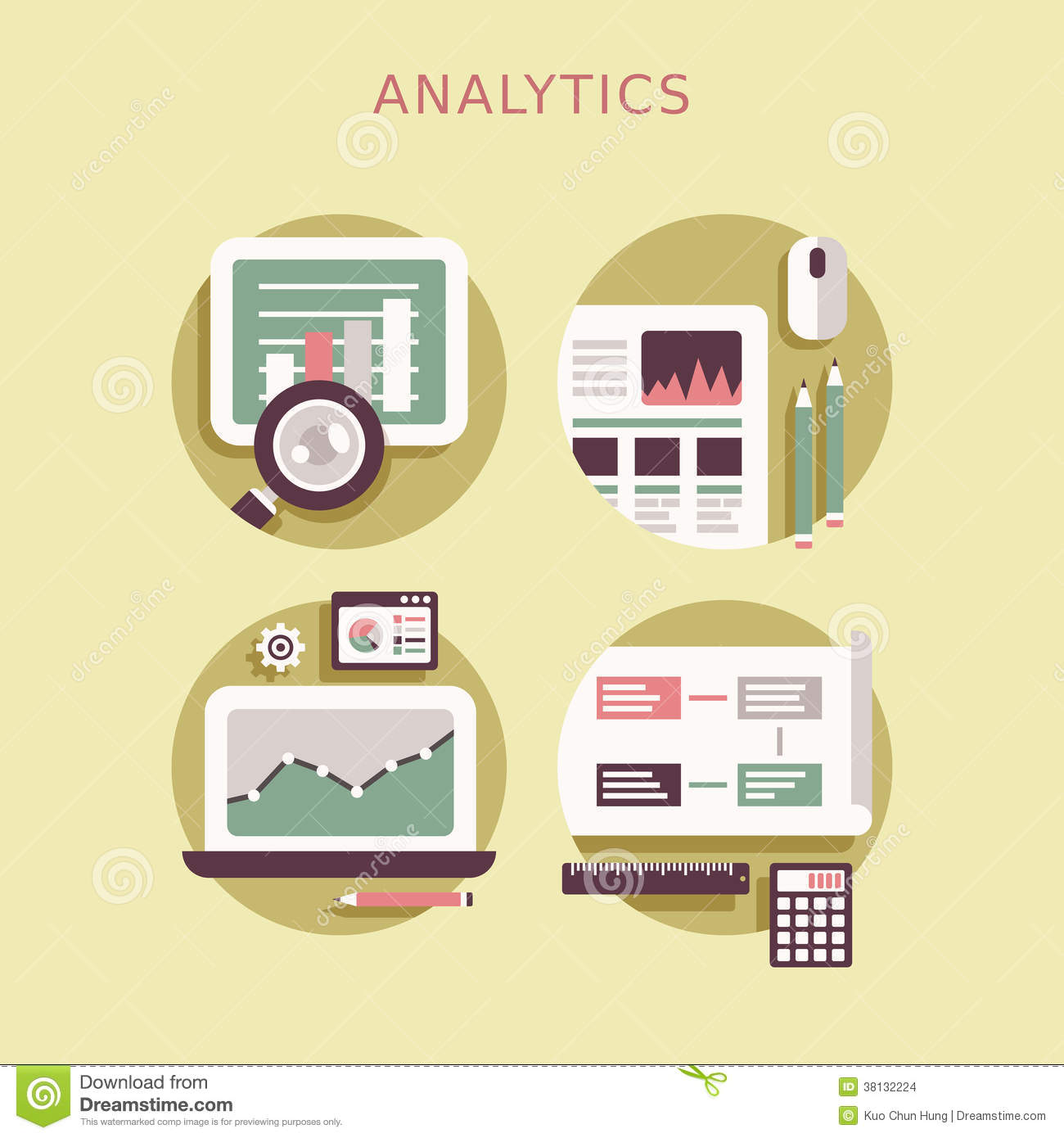 Analytics Icon Flat Design