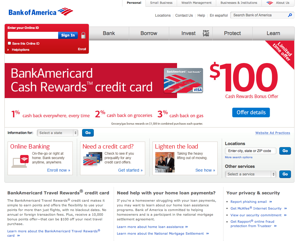 Bank of America Website