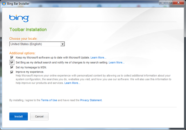 Bing Search Bar Install