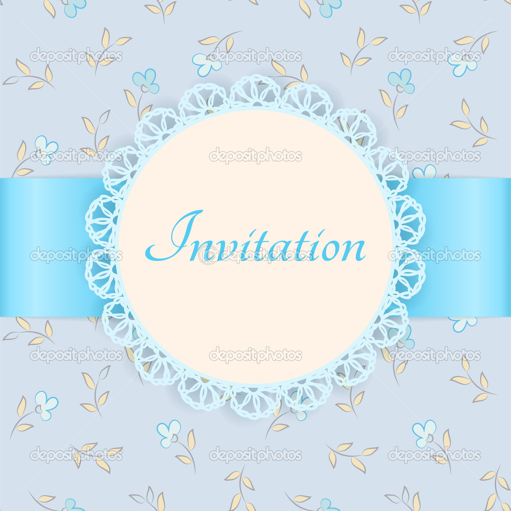 Blue Floral Vintage Frame Vector