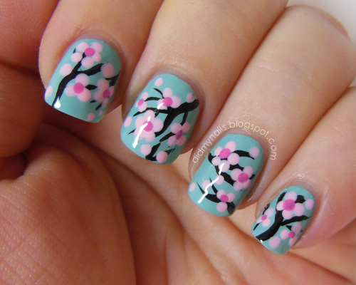 Cherry Blossom Nail Art Design