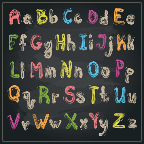 Colored Chalk Alphabet Colored Chalk Alphabet