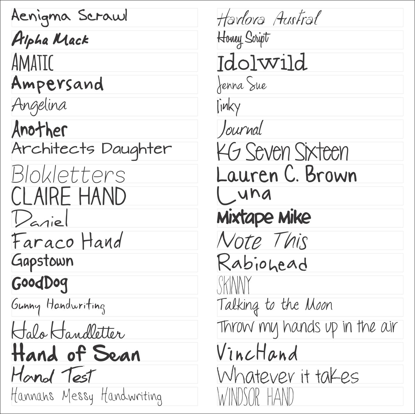 Free Print Handwriting Fonts