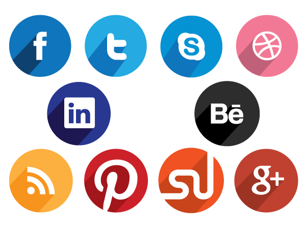 Flat Round Social Media Icons Flat Round Social Media Icons