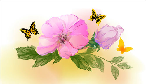 Flowers with Butterflies