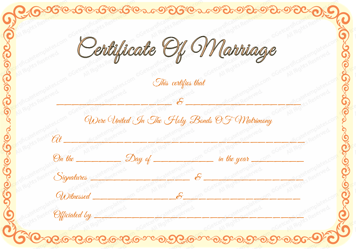 Free Editable Marriage Certificate Template