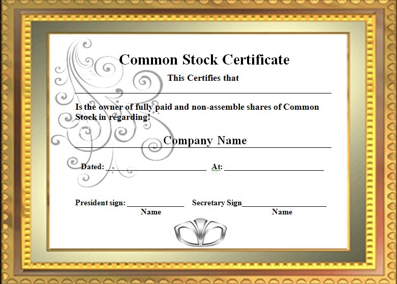 Free Stock Certificate Template Word