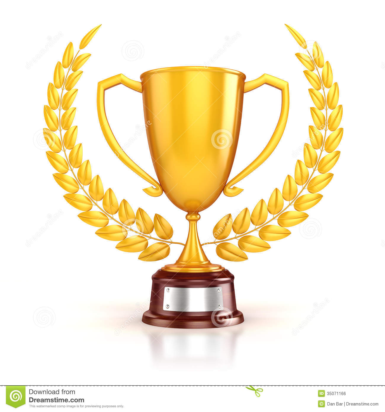 Golden Trophy White Background