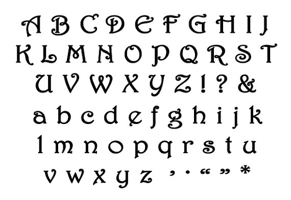 Harrington Font Alphabet