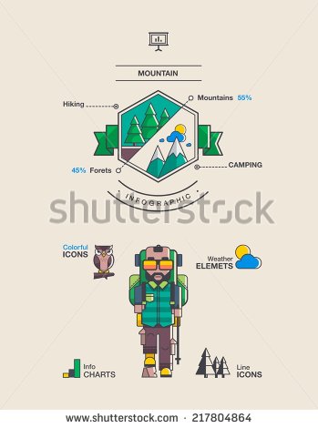 Hiking On Mountain Vector