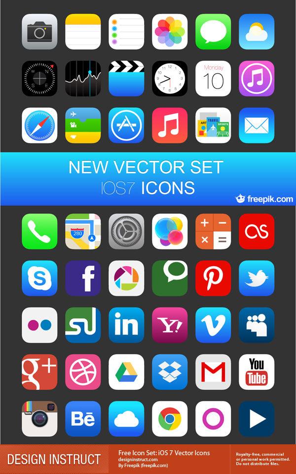iOS 7 Icons Vector Free