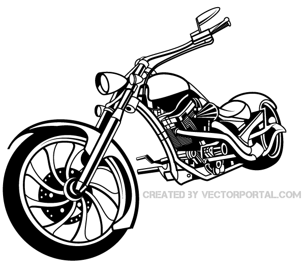 Motorcycle Chopper Vector Art