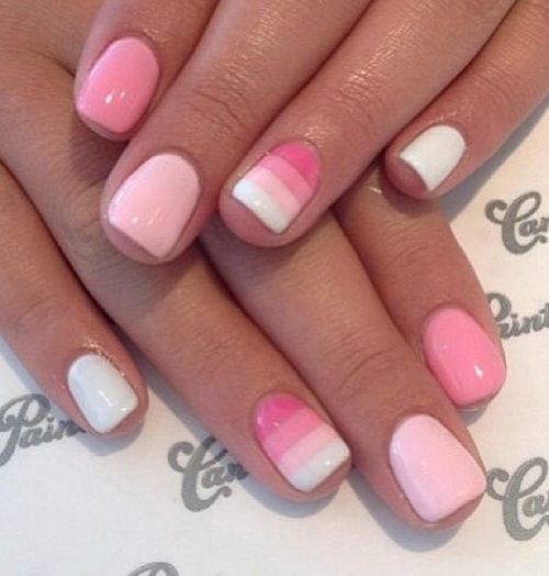 Ombre Pink and White Nail Designs