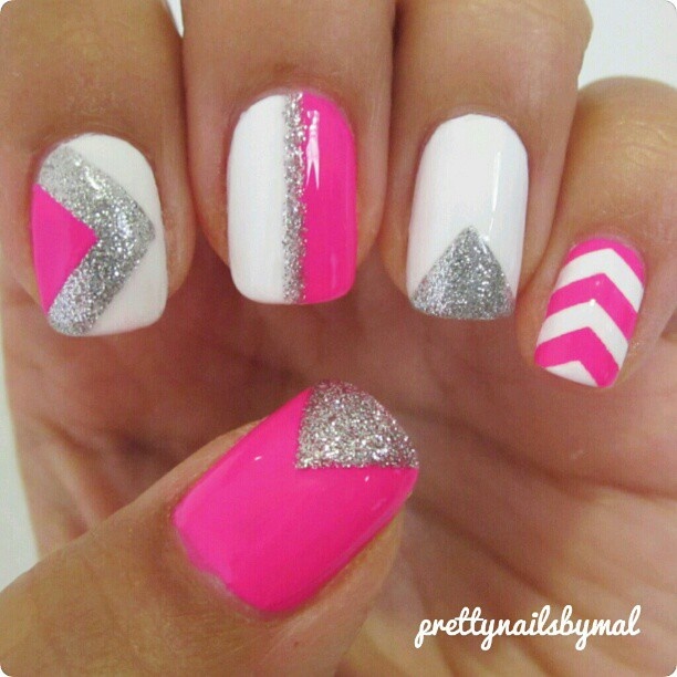 Pink and White Nail Designs 2014