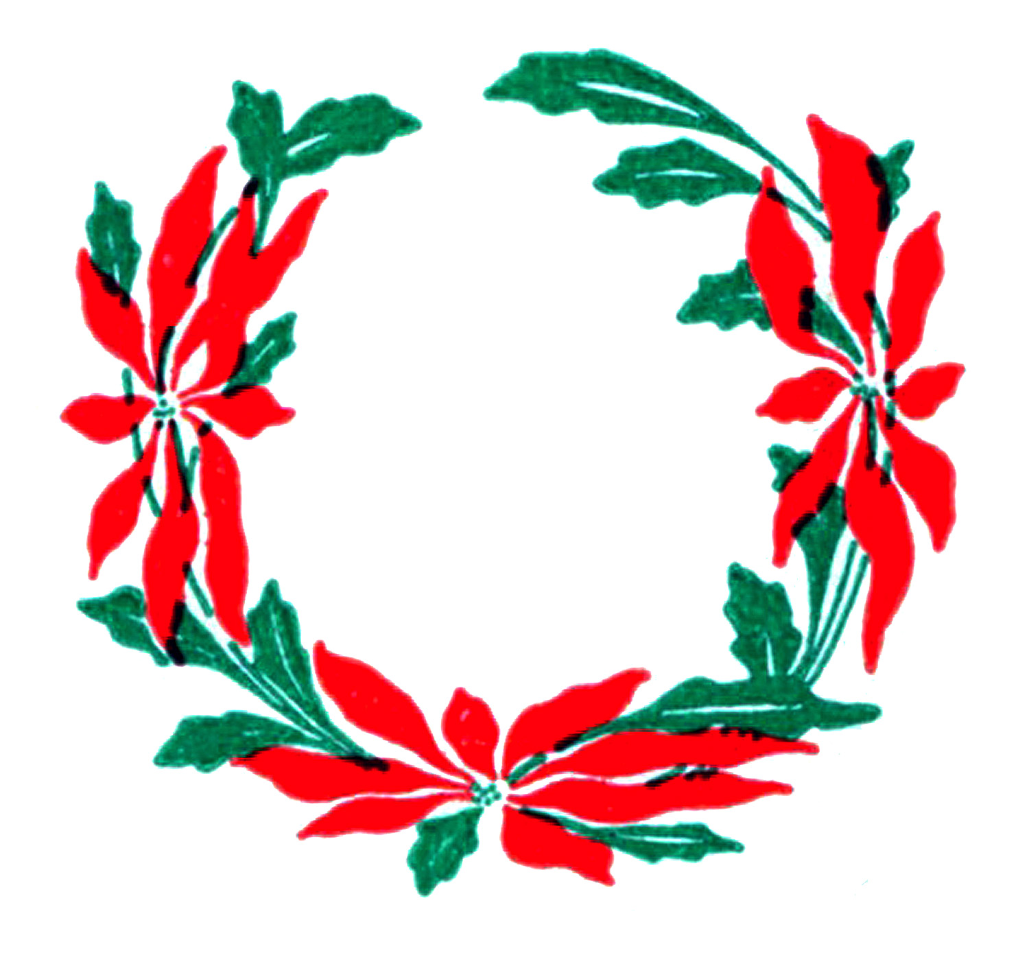 Poinsettia Christmas Wreath Clip Art