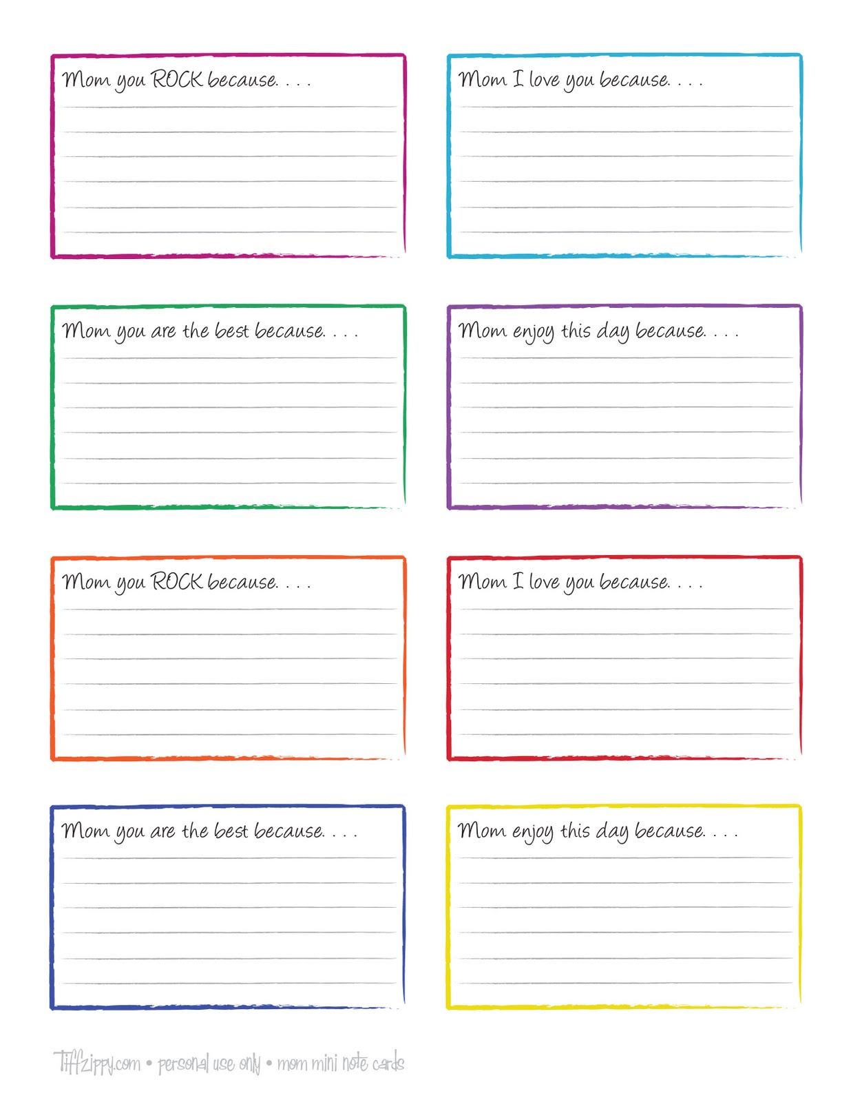 Free printable note cards templates