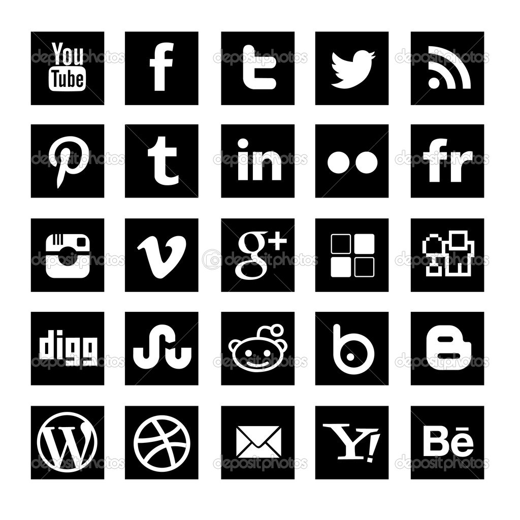 15 Black Square Social Media Icons Images