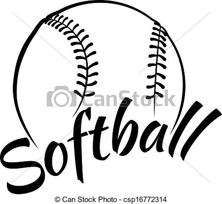 Softball Clip Art Black and White