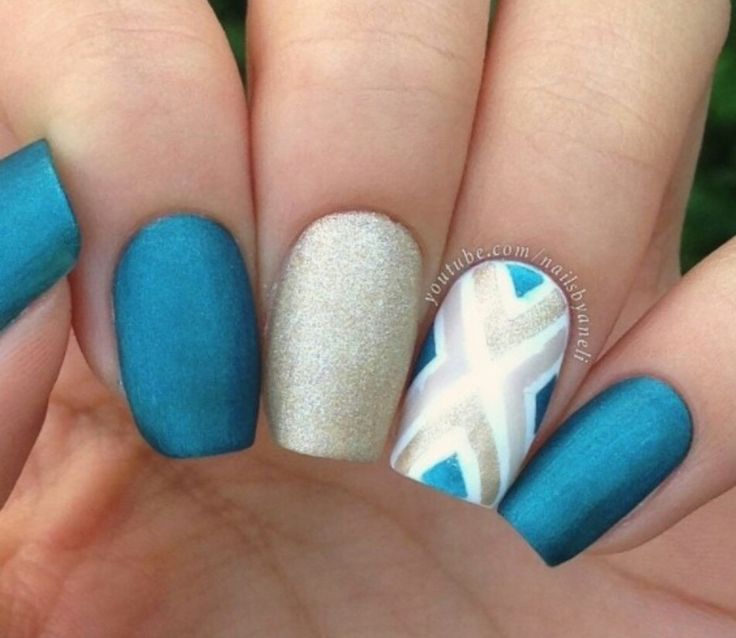 Teal Blue Nail Design