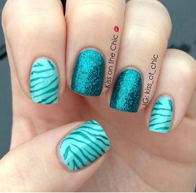 Teal Blue Nail Design